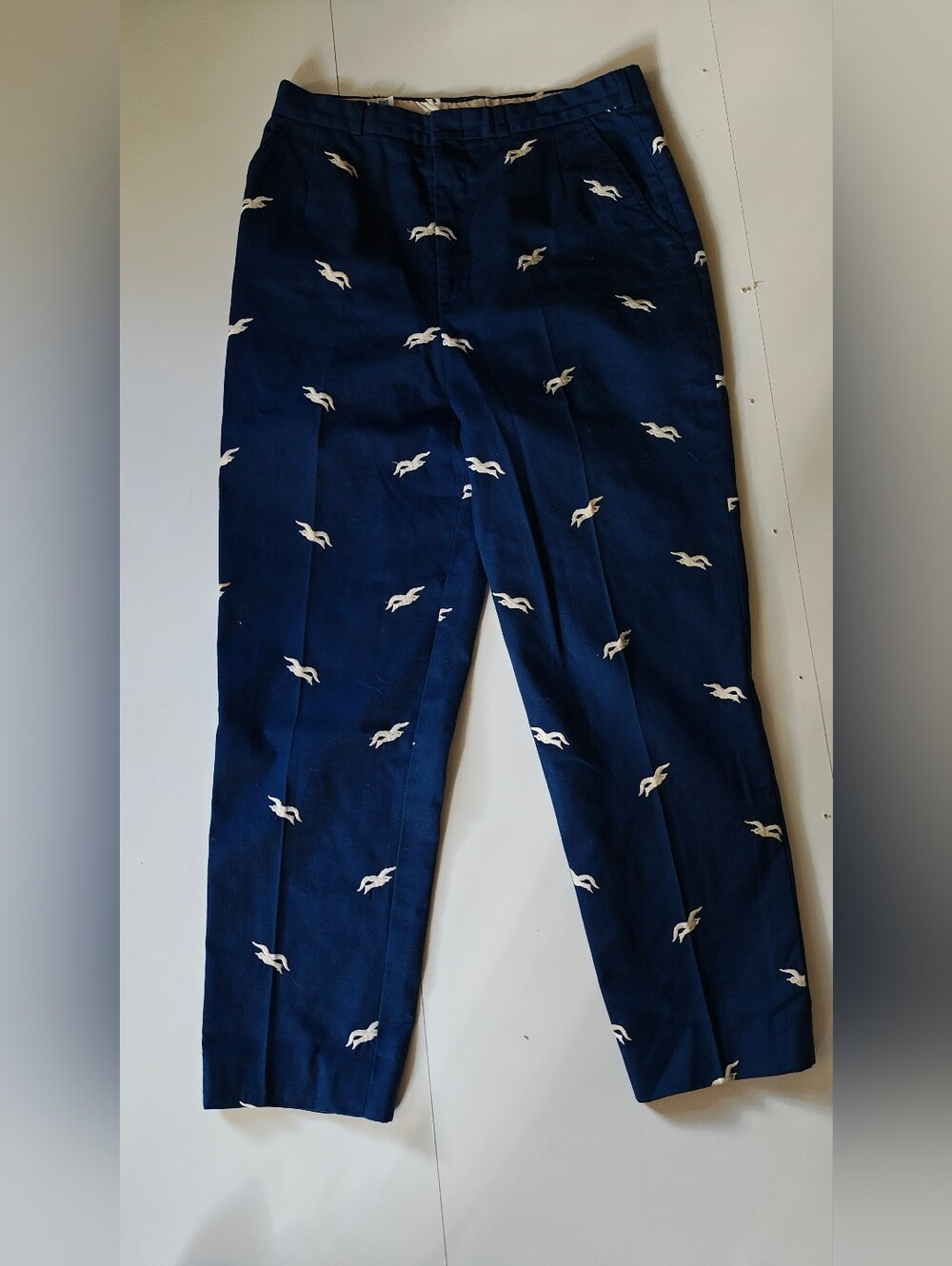 Vintage David Brooks Ltd Navy Embroidered Duck Pants Trousers Preppy